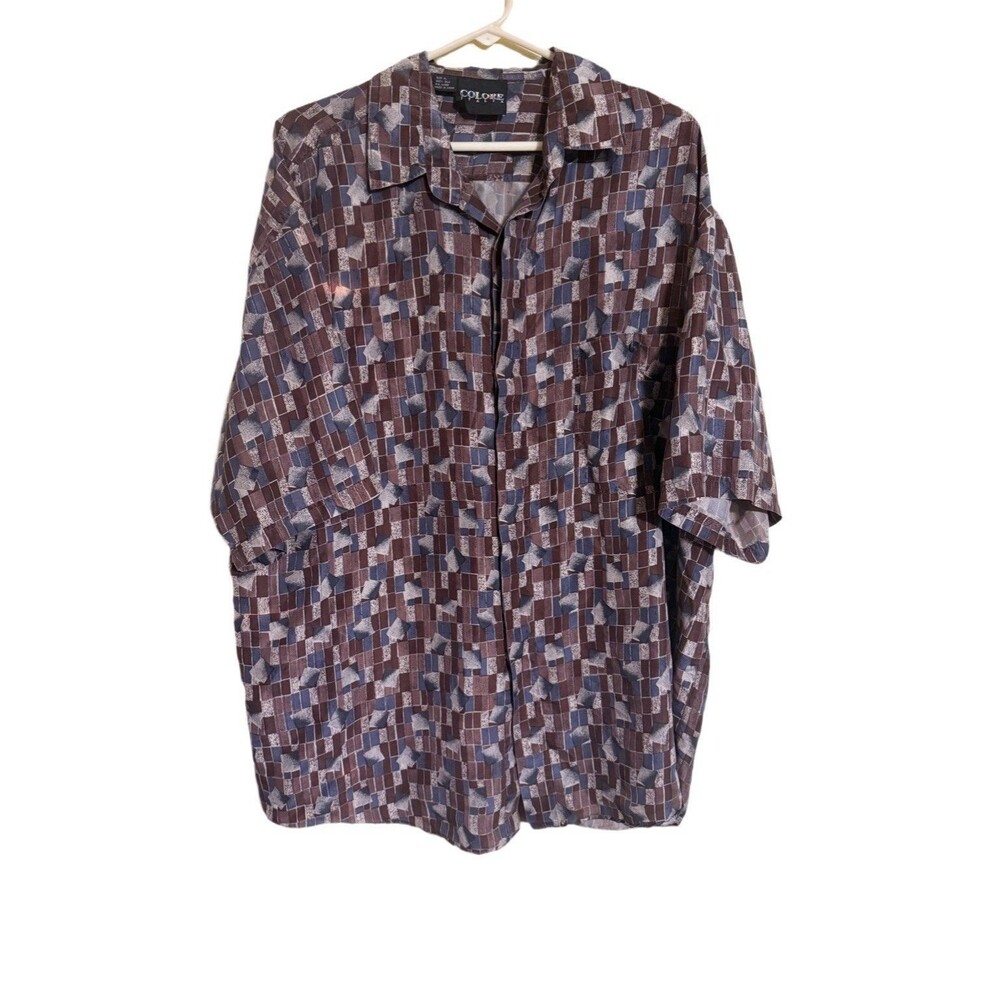 Vintage 90s Colore Italia 100% Silk Short Sleeve Button-Up Shirt – Size XL
